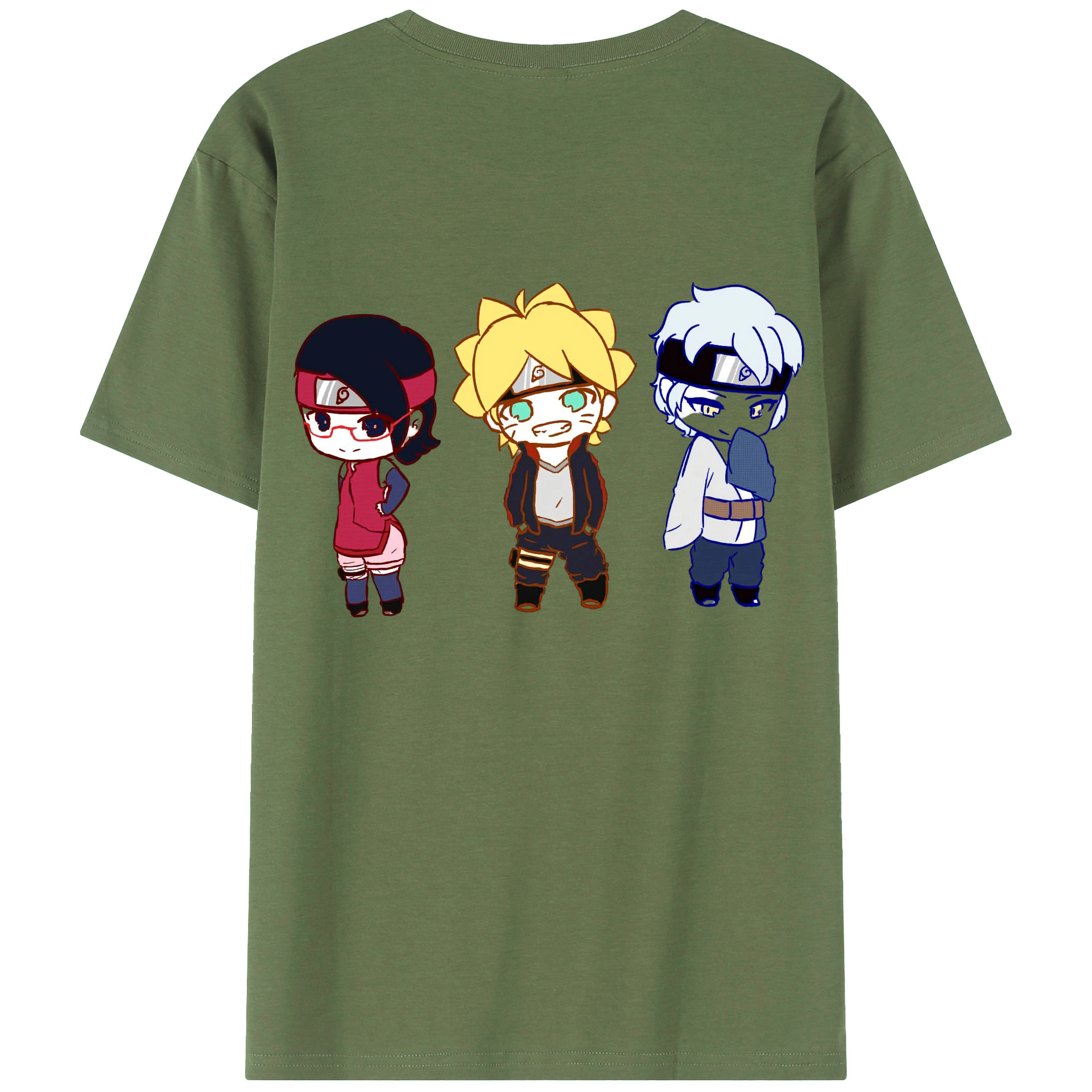 （画像用） NARUTO -ナルト- うずまき ボルト Uzumaki Boruto 綿100％ メンズ半袖Tシャツ（バックプリント） 通気性